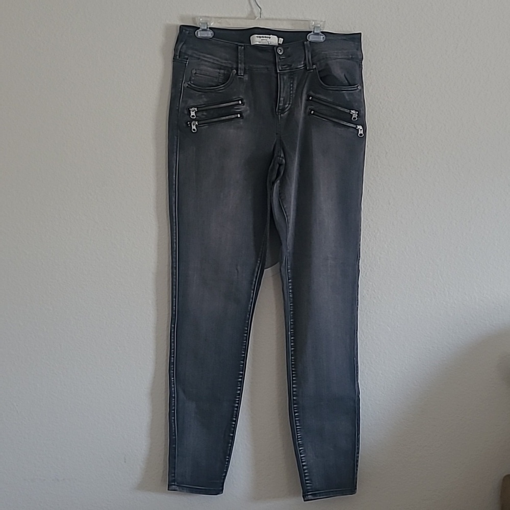 Torrid Stylish Dark Gray Denim Jean Jeggings with Zipper Details Size 16
